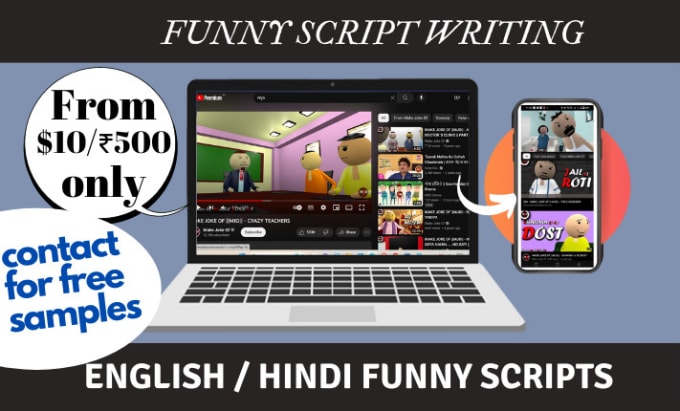 Gig Preview - Write hilarious scripts for your youtube videos