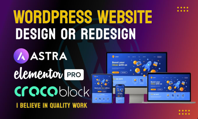 Gig Preview - Design responsive wordpress website by elementor pro, crocoblock, astra pro