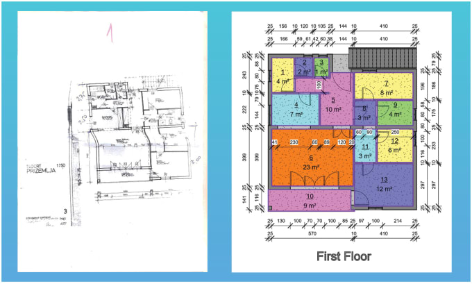 Gig Preview - Convert hand sketches to PDF, dwg, or any format for professional results