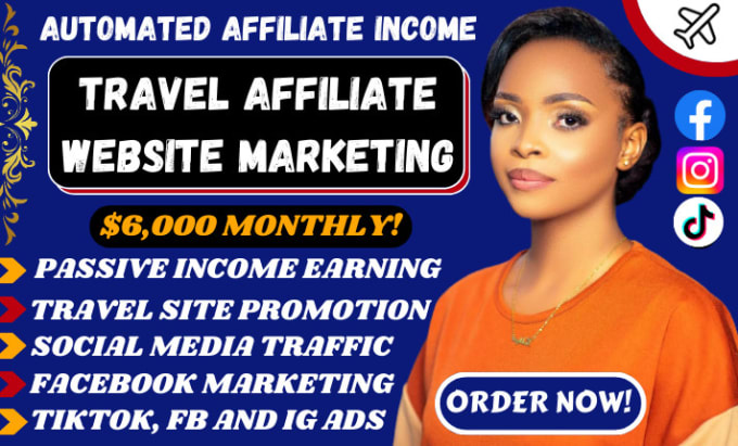 Gig Preview - Promote travel affiliate website or affiliate website marketing for sales income