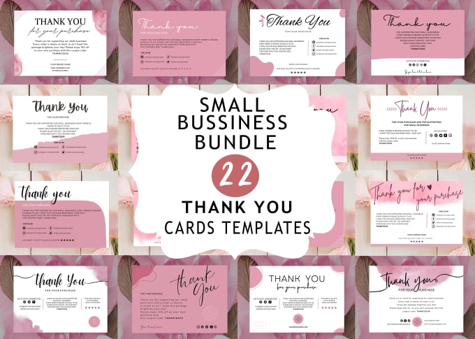 Gig Preview - Give you 22 canva thank you card templates for your bussiness