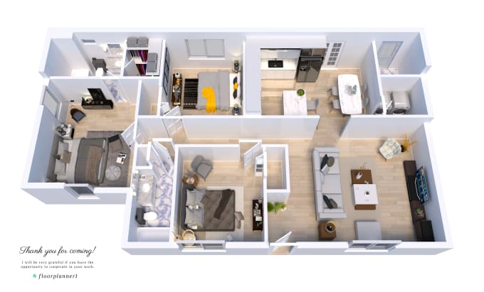 Gig Preview - Convert hand sketch to realistic 2d 3d floor plan house plan by sketchup autocad