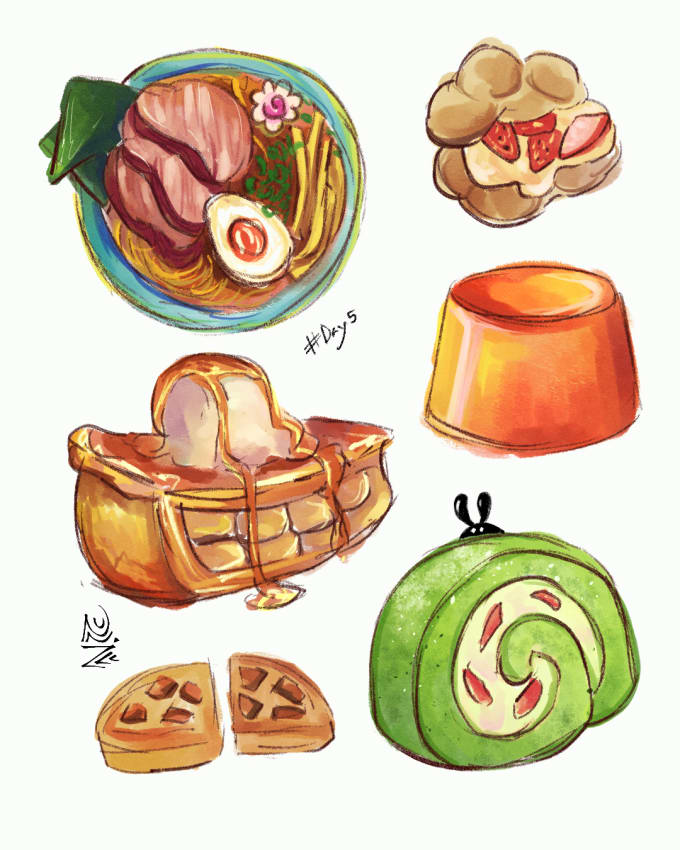 Gig Preview - Draw 5 food illustration doodles