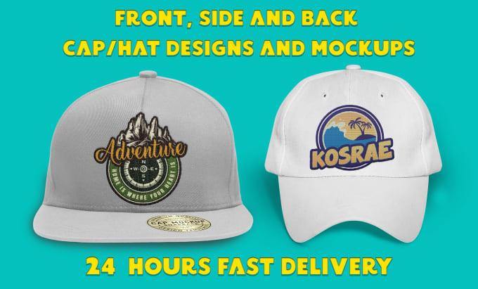 Gig Preview - Design front, side and back cap hat artwork and mockup