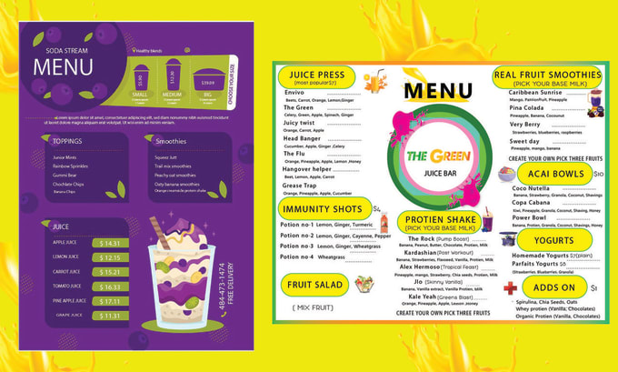 Gig Preview - Design juice bar and smoothies menu