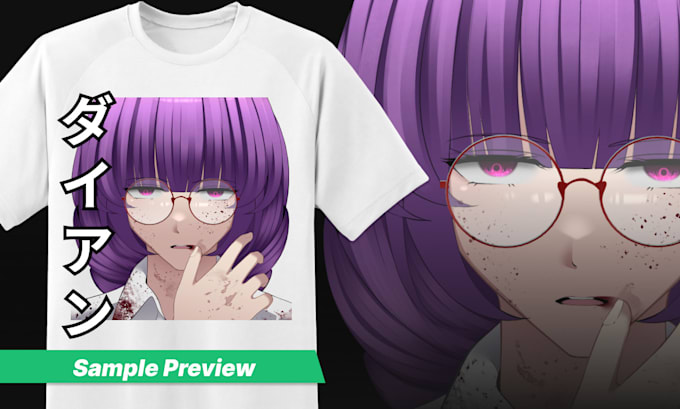 Bestseller - illustrate anime t shirt design based on your request