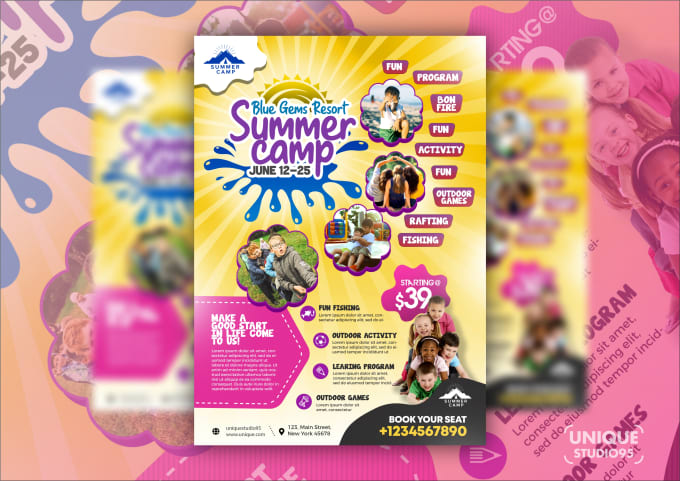 Gig Preview - Create kids summer camp, winter camp flyers