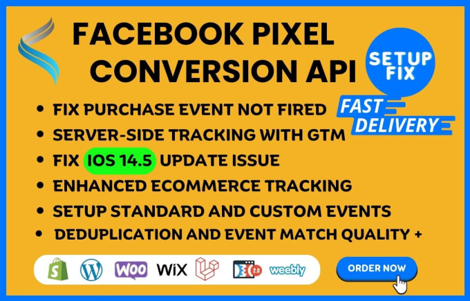 Gig Preview - Setup and fix facebook conversion API, pixel shopify via GTM, ga4