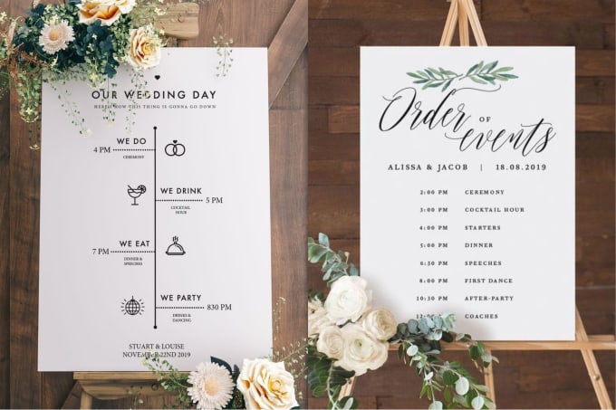 Gig Preview - Create wedding signs, wedding timeline, seating chart, welcome sign