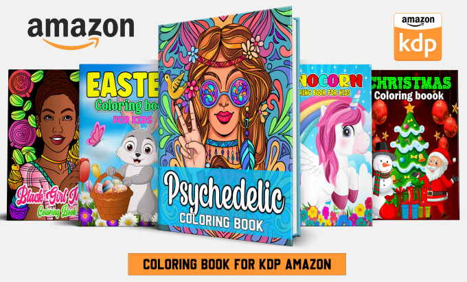 Gig Preview - Design adult or activity coloring book cover interior pages for kids amazon kdp