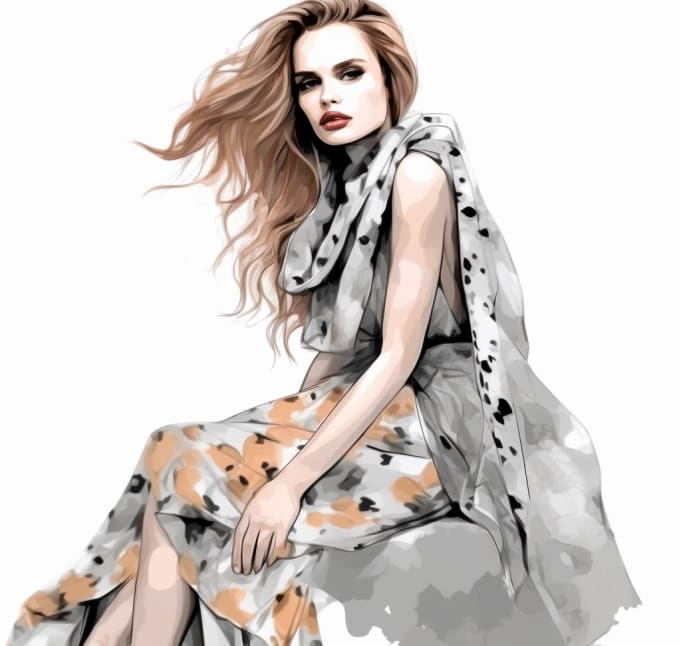 Gig Preview - Draw and paint a fashion illustration or sketch