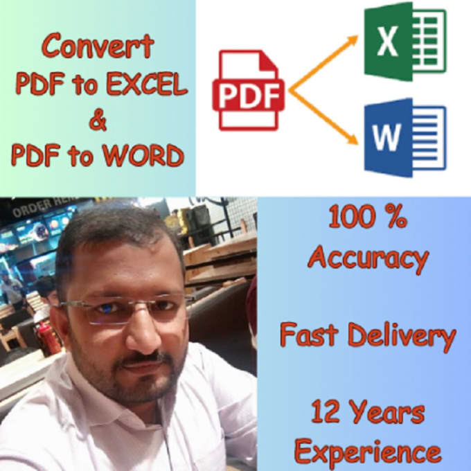 Gig Preview - Convert PDF to excel PDF to word data entry and typing task