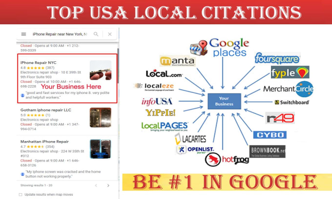 Gig Preview - Local citations for USA local SEO, website and gmb ranking