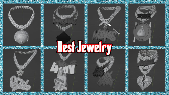 Gig Preview - Make a logo, letter or design for a chain o jewelry obj fbx fivem