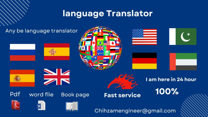 Gig Preview - French, english, german, russian, chines languege translator