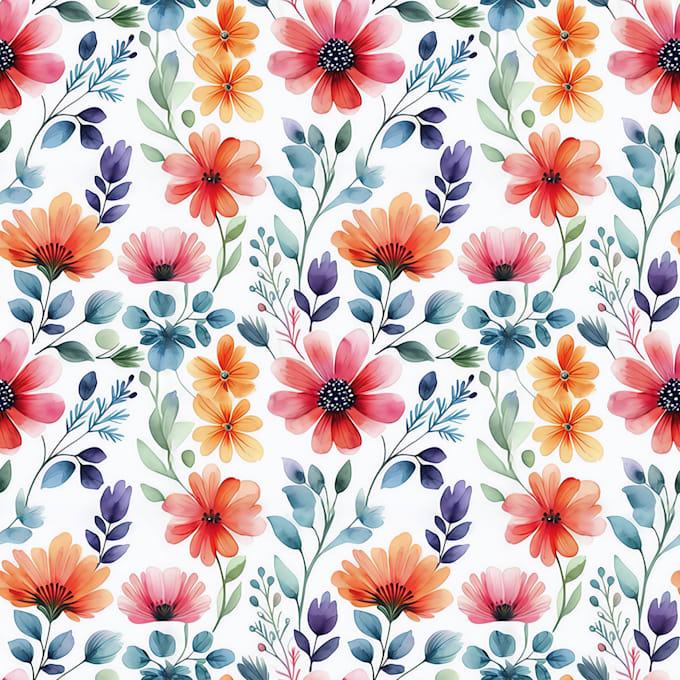 Gig Preview - Do seamless watercolor flower pattern ai