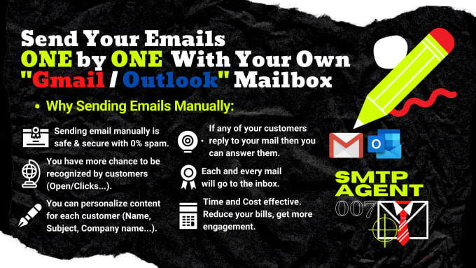 Gig Preview - Send gmail and outlook emails manually one by one