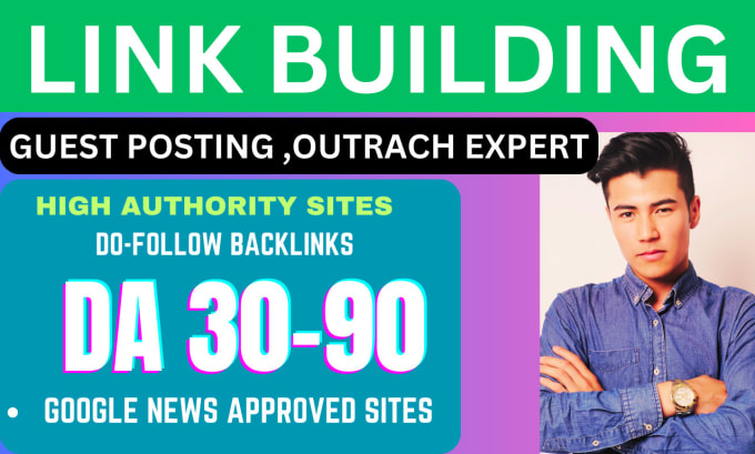 Gig Preview - Provide links building, high da guest posting  backlinks