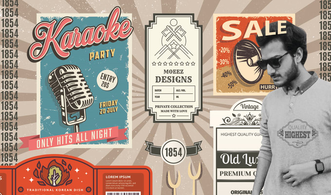 Gig Preview - Design a vintage retro poster with stunning illustrations