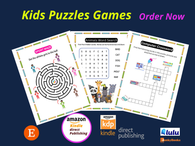 Gig Preview - Design mazes searchword sudoku and crossword activity puzzle book for kdp amazon