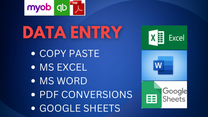 Gig Preview - Do data entry in microsoft excel, word, quickbooks, xero etc