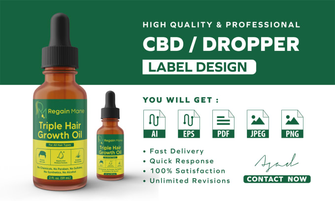 Gig Preview - Do cbd label design, bottle label design and packaging design