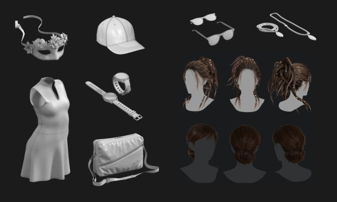 Gig Preview - Create 3d hair, 3d clothes, 3d accessories, bag, hat, mask