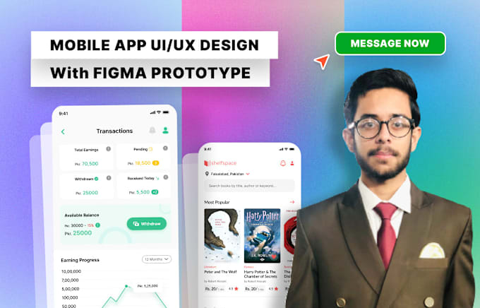 Gig Preview - Do app prototype and ui ux design in figma, attractive mobile app mockup