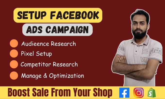 Gig Preview - Setup and manage your shopify facebook ads and instagram ads campaign