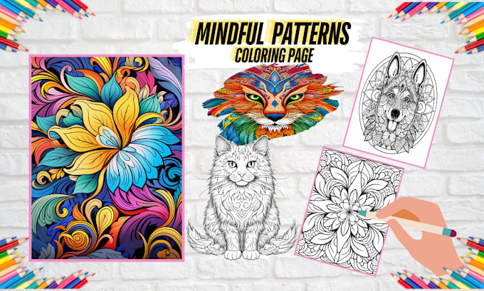 Gig Preview - Create mindful patterns coloring book for kdp