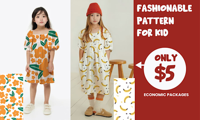 Gig Preview - Make fashionable pattern vector for kid