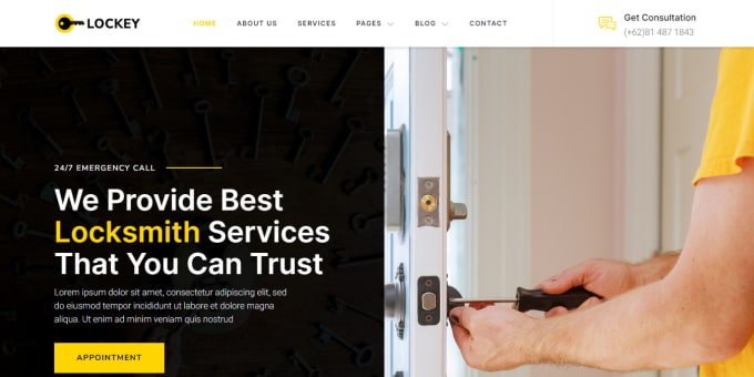 Gig Preview - Do locksmith landing page,locksmith website, wordpress locksmith website expert