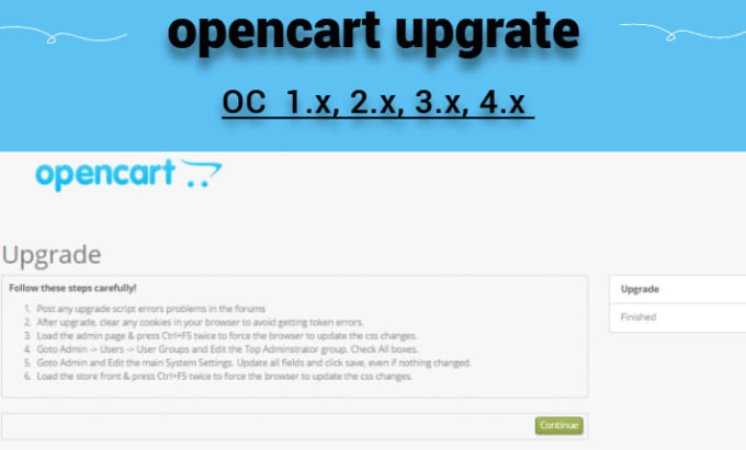 Gig Preview - Update, migrate, fix issues or customize opencart store