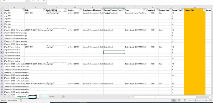 Gig Preview - Check, create and update csvs skus