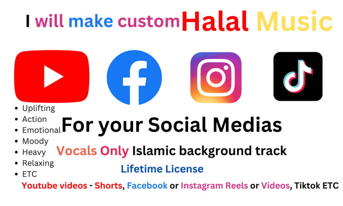 Gig Preview - Make custom halal music for your reels, shorts, and videos