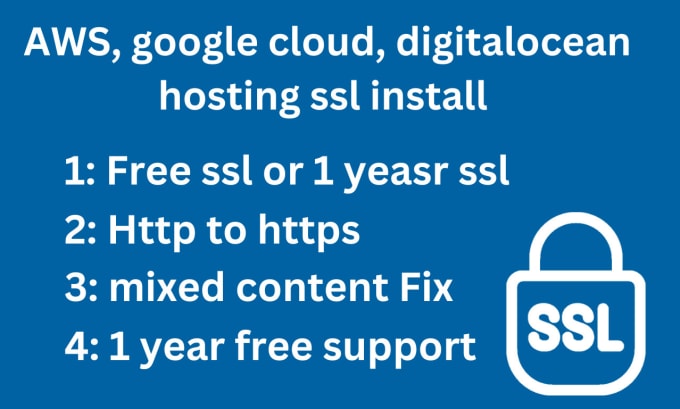 Gig Preview - Aws, google cloud, digitalocean hosting ssl install and fix