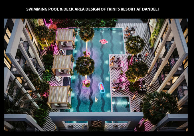 Gig Preview - Do swimming pool barn kitchen backyard landscape patio garden design 3d render