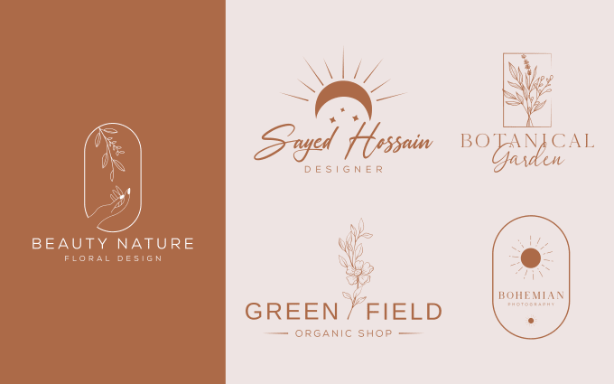 Gig Preview - Design minimal hand drawn feminine botanical boho and floral logo