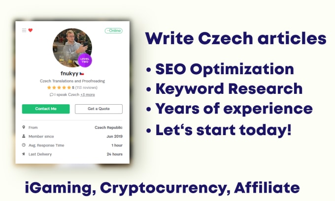 Bestseller - write an article and do copywriting in czech or english