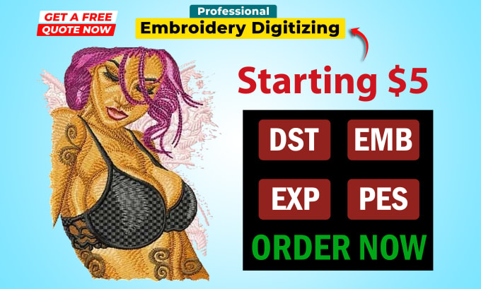 Gig Preview - Do pes digitize image for embroidery in a quick turnaround