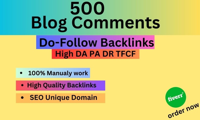 Gig Preview - 500 dofollow blog comment authority links SEO backlinks