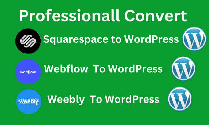 Gig Preview - Convert clone squarespace, webflow, weebly site to wordpress site