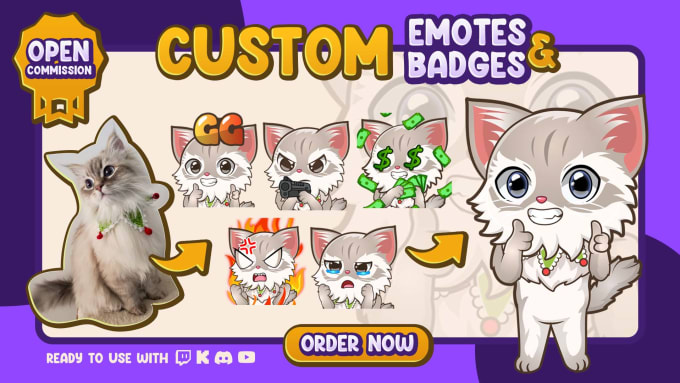 Gig Preview - Create custom cute and adorable emotes for twitch,yt,discord,kick