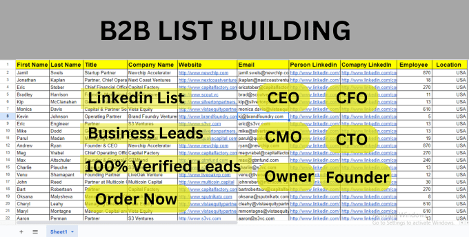 Bestseller - do b2b lead generation, prospect list linkedin  and email list building