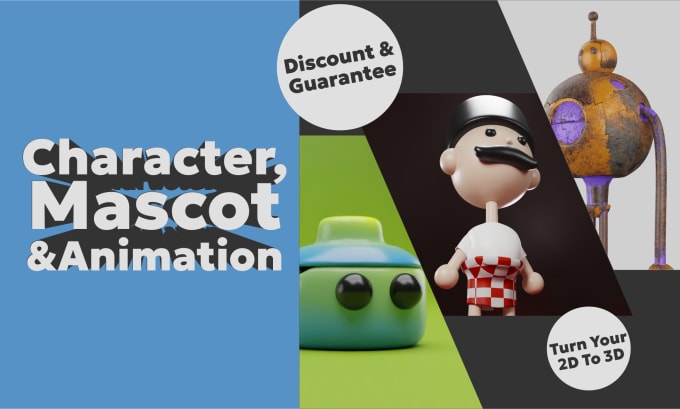 Gig Preview - Create mascot character 3d 2d and animation