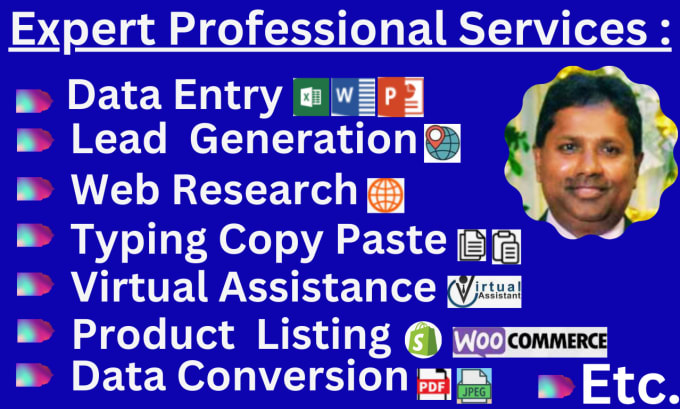 Gig Preview - Do professional data entry, web research, lead generation