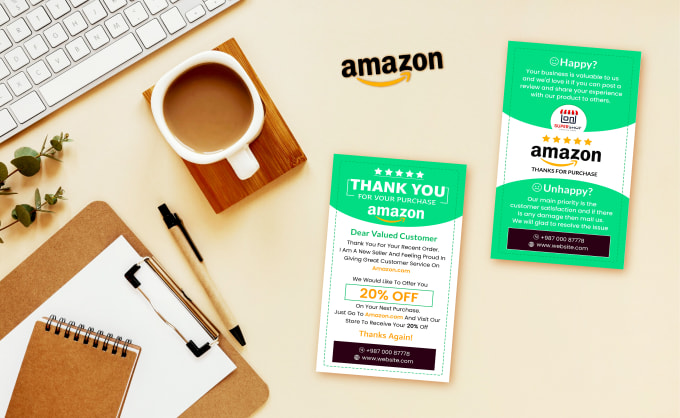 Gig Preview - Design amazon product insert card, thank you card,  package insert card etc