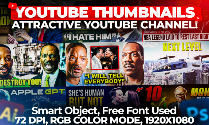 Gig Preview - Design youtube thumbnails that get millions of clicks