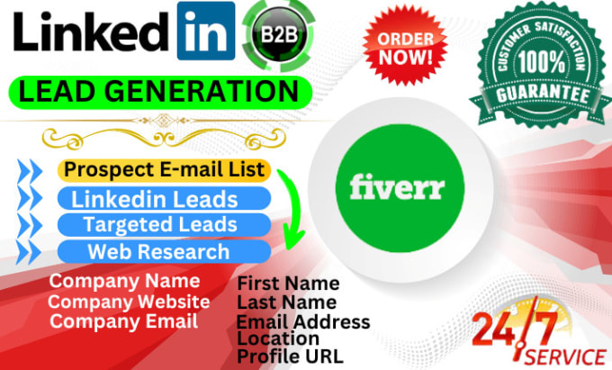 Gig Preview - B2b lead generation targeted email list building linkedin web research