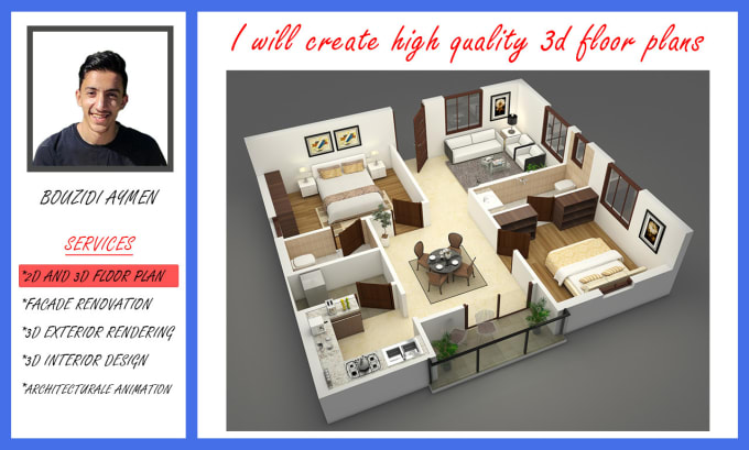 Gig Preview - Create high quality 3d floor plans